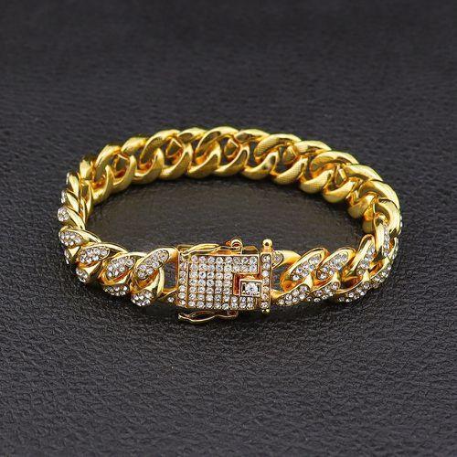 Fashion Hip-hop Bracelet Men's Butterfly Buckle Hiphop Gold-plated Diamond Bracelet Full Of Diamonds