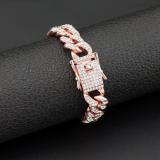 Fashion Hip-hop Bracelet Men's Butterfly Buckle Hiphop Gold-plated Diamond Bracelet Full Of Diamonds