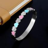 Love Sweet Heart Charm Cuff Bangles For Girls Stainless Steel 8mm Width Luxury Wristband Wedding