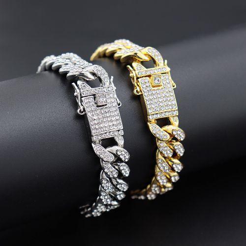 Fashion Hip-hop Bracelet Men's Butterfly Buckle Hiphop Gold-plated Diamond Bracelet Full Of Diamonds