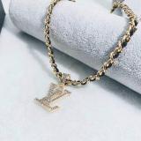 Letter Inlaid Rhinestone Necklace Fashion Trend Vintage Sweater Chain Wild Necklace