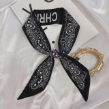 French Fashionable Flowers And Plants Jungle Grey Silk Scarf Hairband Narrow Slender