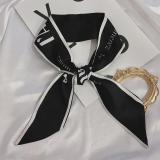 French Fashionable Flowers And Plants Jungle Grey Silk Scarf Hairband Narrow Slender