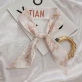 French Fashionable Flowers And Plants Jungle Grey Silk Scarf Hairband Narrow Slender