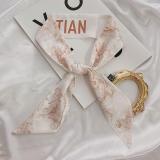 French Fashionable Flowers And Plants Jungle Grey Silk Scarf Hairband Narrow Slender