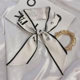 French Fashionable Flowers And Plants Jungle Grey Silk Scarf Hairband Narrow Slender