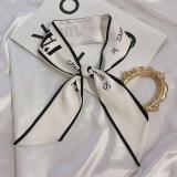 French Fashionable Flowers And Plants Jungle Grey Silk Scarf Hairband Narrow Slender