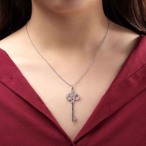 Key Diamond Heart-shaped Crown Necklace Ladies Fashion Clavicle Chain