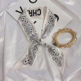 French Fashionable Flowers And Plants Jungle Grey Silk Scarf Hairband Narrow Slender