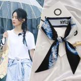 French Fashionable Flowers And Plants Jungle Grey Silk Scarf Hairband Narrow Slender