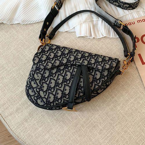 Sales Promotion Bag Female Portable Versatile Wide Shoulder Strap Fashion Saddle Bag Letter Trendy