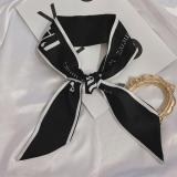 French Fashionable Flowers And Plants Jungle Grey Silk Scarf Hairband Narrow Slender