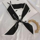 French Fashionable Flowers And Plants Jungle Grey Silk Scarf Hairband Narrow Slender