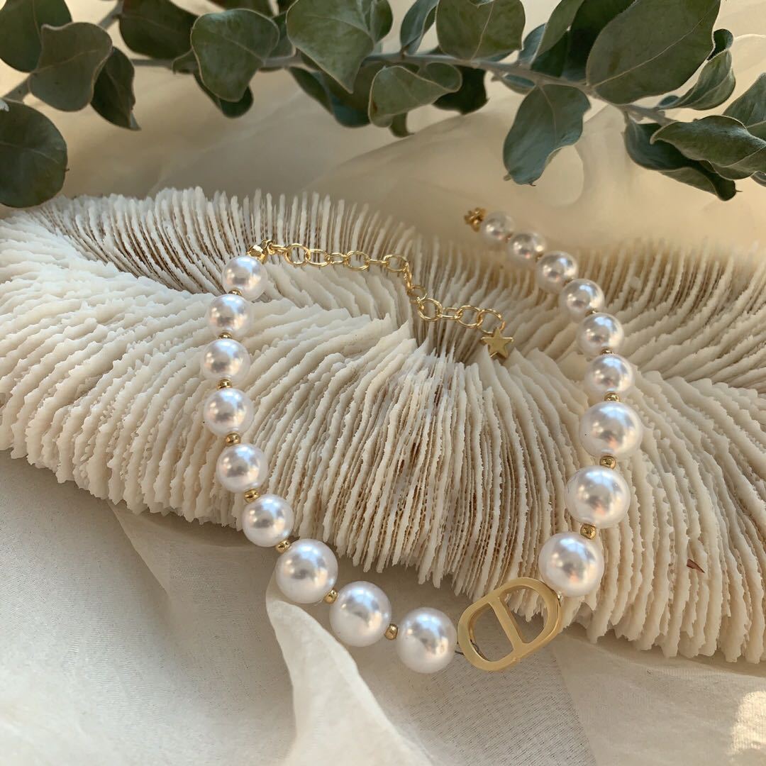 Necklace Bracelet Women's CD Pearl Choker Fashion Temperament