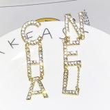 New Designer Full Rhinestone Letter Tassel Earrings For Women Fashion Stud Earring Jewelry Gifts