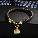 New Pu Stripe Leather Bracelet With Copper Buckle Plated With Real Gold Round Mini Bag