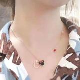 Women Mouse Rhinestones Bowknot Pendant Necklace