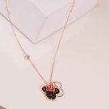Women Mouse Rhinestones Bowknot Pendant Necklace