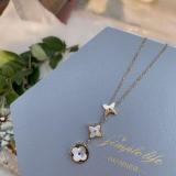 Titanium Steel New  Printed Four-leaf Clover Necklace Catwalk Necklace Ladies Women Necklace