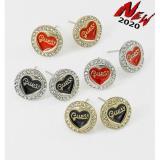 New Enamel Earrings Round Letters Colorful Glaze Peach Heart Simple Earrings Ladies Fashion