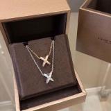 Classic X-shaped Cross Diamond Necklace Fashion Lady Summer Jewelry Elegant Luxury Pendant