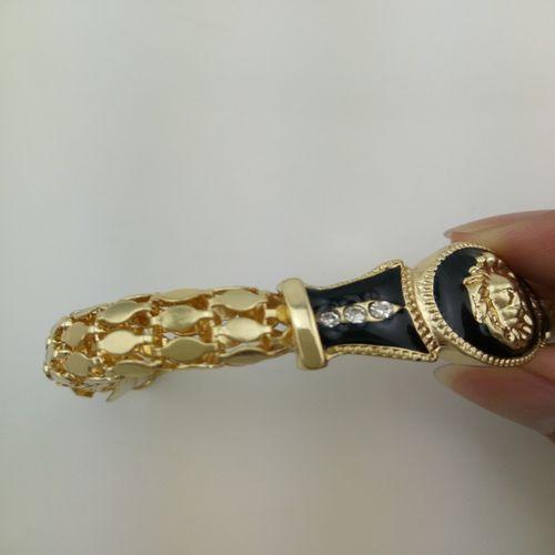 Vintage Rhinestone Antique Gold Plated Bracelet Fashion Lion Head Pendant Hand Chain Jewelry Lovers