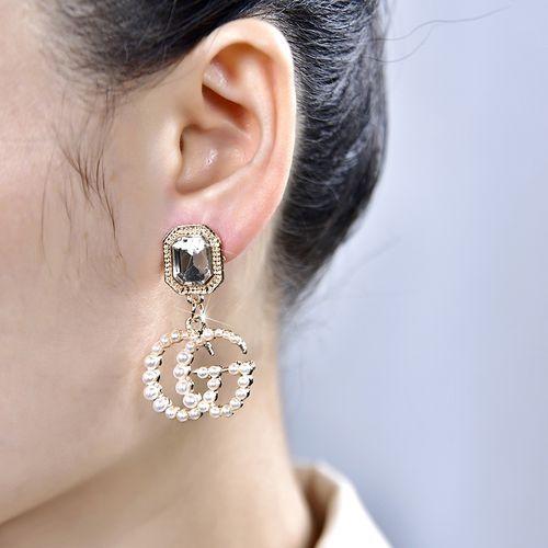 Fashion Female Letters Alloy Pearl Earrings
