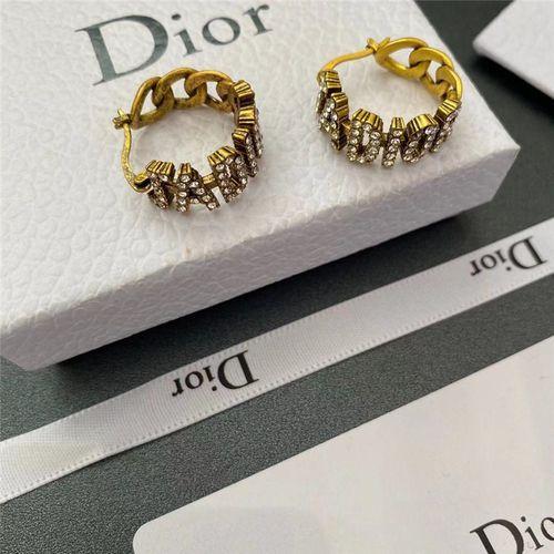 Vintage Twist Earrings Letter Rhinestone Bronze Earrings