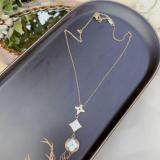 Titanium Steel New  Printed Four-leaf Clover Necklace Catwalk Necklace Ladies Women Necklace