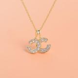 Women Rhinestone Metal Pendant Chain Statement Jewelry  Necklace
