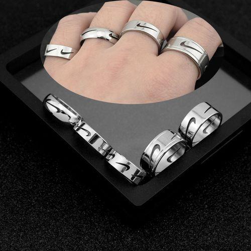 Wind Stainless Steel Matching Ring Trend Hollow Hook Ring For Couples