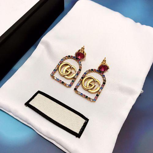 New Retro Color Diamond Square Earrings Female Necklace Accessories