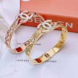 Fashion Titanium Steel Bracelet High Quality Letter Embossed Hollow Ladies Open Wide Bracelet