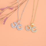 Women Rhinestone Metal Pendant Chain Statement Jewelry  Necklace
