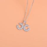 Women Rhinestone Metal Pendant Chain Statement Jewelry  Necklace