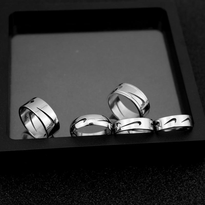 Wind Stainless Steel Matching Ring Trend Hollow Hook Ring For Couples