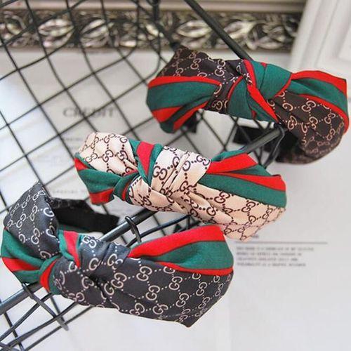 Women Accessory Red And Green Striped Letters Wild Western Knot Fabric Hair Card