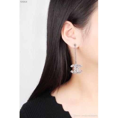 Fashion Women Crystal Earrings Designer Jewelry Women Earrings Double Sided Drill Long Earrings 925