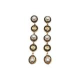 Trend Exaggerated Diamond Pearl Earrings Geometric Round Long Small Fragrance Earrings
