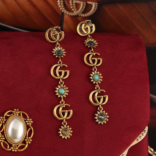 Brass Daisy Colorful Diamond Earrings
