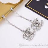 Fashion Women Crystal Earrings Designer Jewelry Women Earrings Double Sided Drill Long Earrings 925