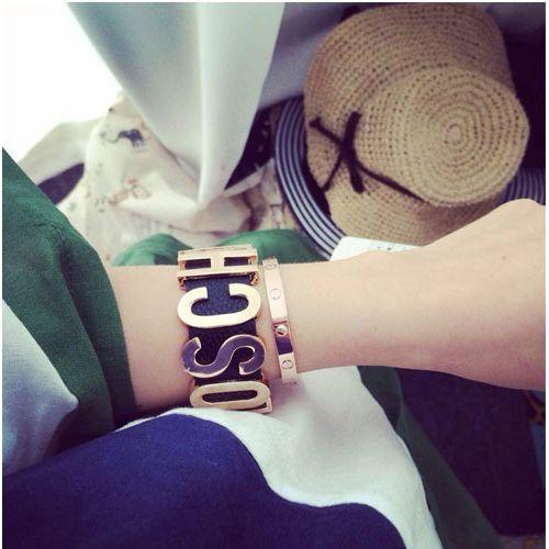 Metal PU Leather Ladies Bracelet