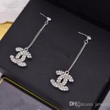 Fashion Women Crystal Earrings Designer Jewelry Women Earrings Double Sided Drill Long Earrings 925