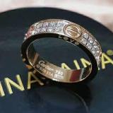 Starry Titanium Steel Couple Diamond Ring Double Row Diamond Love Fashion Ring Without Fade