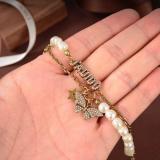 Home Retro Butterfly Pearl Bracelet Female Year New Dijia Double Layer Tassel Letter Bracelet