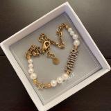 Fashion Hot Brass Fashion Bee Letter Pearl Necklace Women Necklace Mother's Day Gift