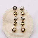 Trend Exaggerated Diamond Pearl Earrings Geometric Round Long Small Fragrance Earrings