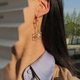 S925 Silver Needle High-quality European And American Square Pendant Four-leaf Clover Long Chain