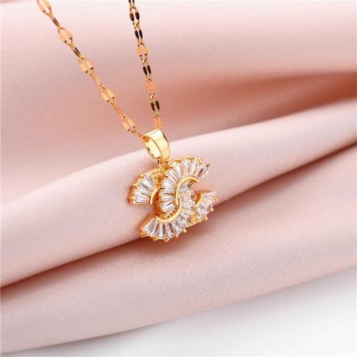 Small Fragrance Necklace Women Fashion Rose Gold Not Easy To Fade Titanium Steel Chain