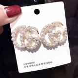 S925 Silver Letter G Double Pearl Stud Earrings For Women Jewelry